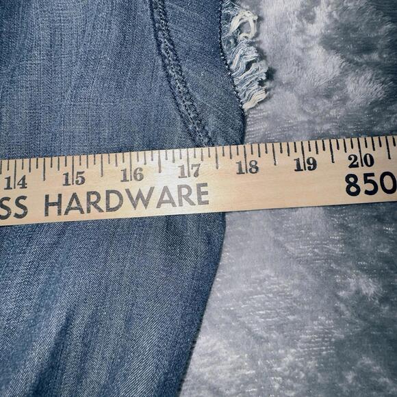 Chico's Blue Denim Fringe Dress Medium Wash SZ 0 EUC Belt A-line Short - Picture 7 of 10